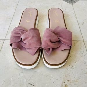 Seychelles Coast Blush Suede Leather Platform Slide Sandal Size 11
